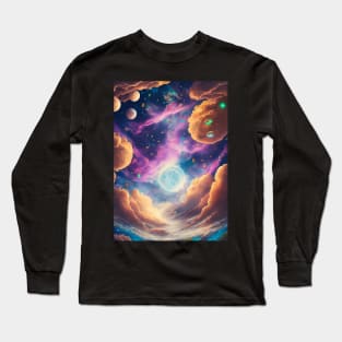 Mystical Nebula Planets Clouds Long Sleeve T-Shirt